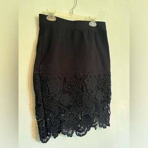 Black lace trim pencil skirt medium